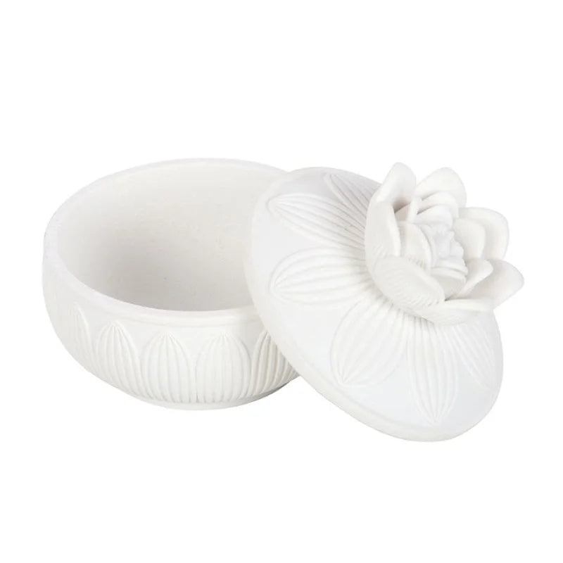 White Lotus Flower Trinket Box