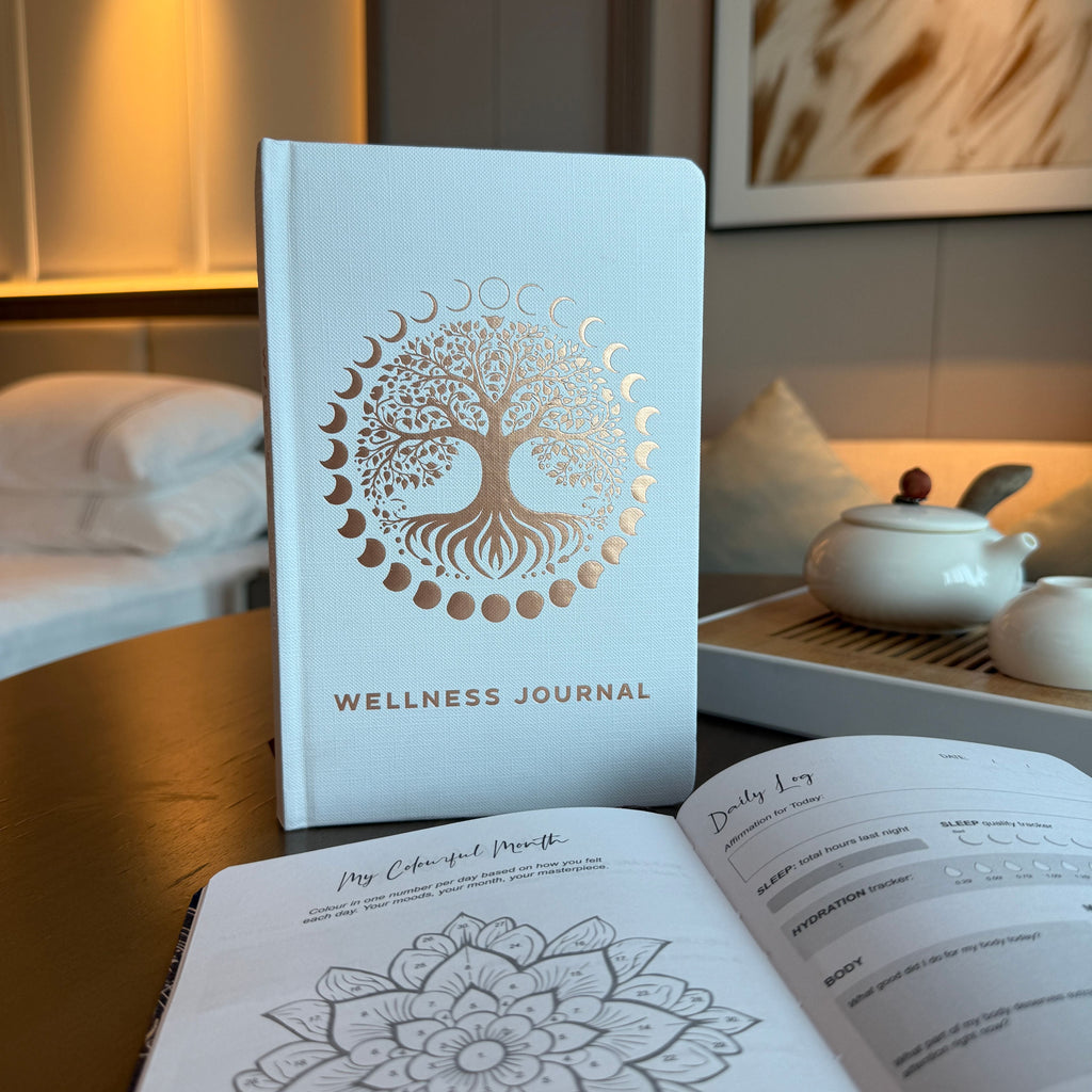 White Wellness Journal - 120 pages - Rose Gold Tree of Life & Gratitude Notebooks