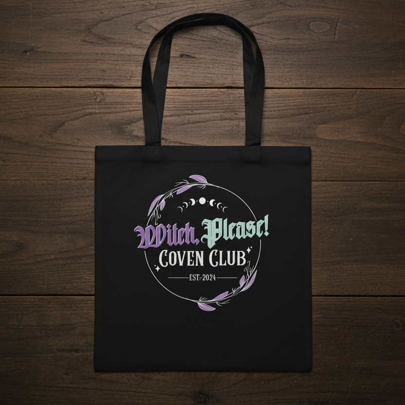 Witch Please Coven Club Exclusive VIP Tote Bag - Spacious 10L Cotton Canvas Print Material