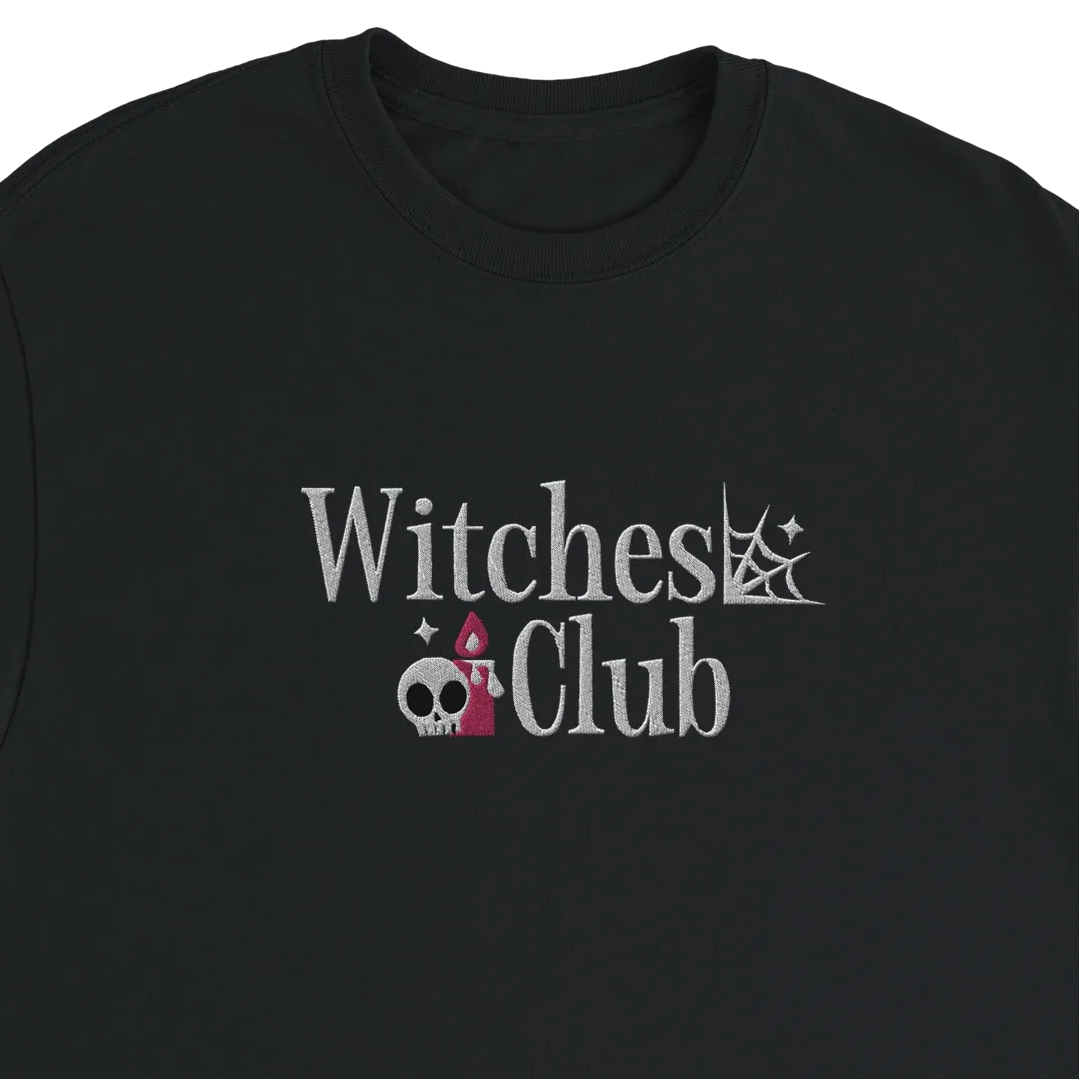 Witches Club Embroidered T-Shirt – Classic Heavyweight Cotton Design