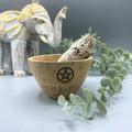 Wooden Smudge and Ritual Offerings Bowl - Pentagram - 11x7cm From Witch, Please!