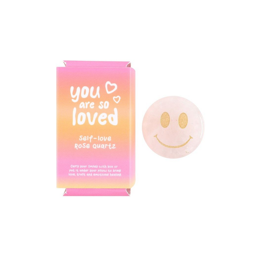 You Are Loved Rose Quartz Happy Face Crystal From Witch, Please!