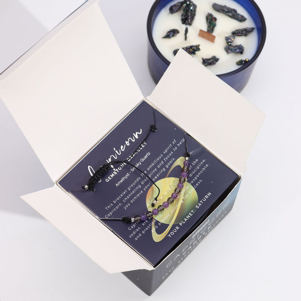 Zodiac Crystal Candle with Gemstone Bracelet - Capricorn Candles