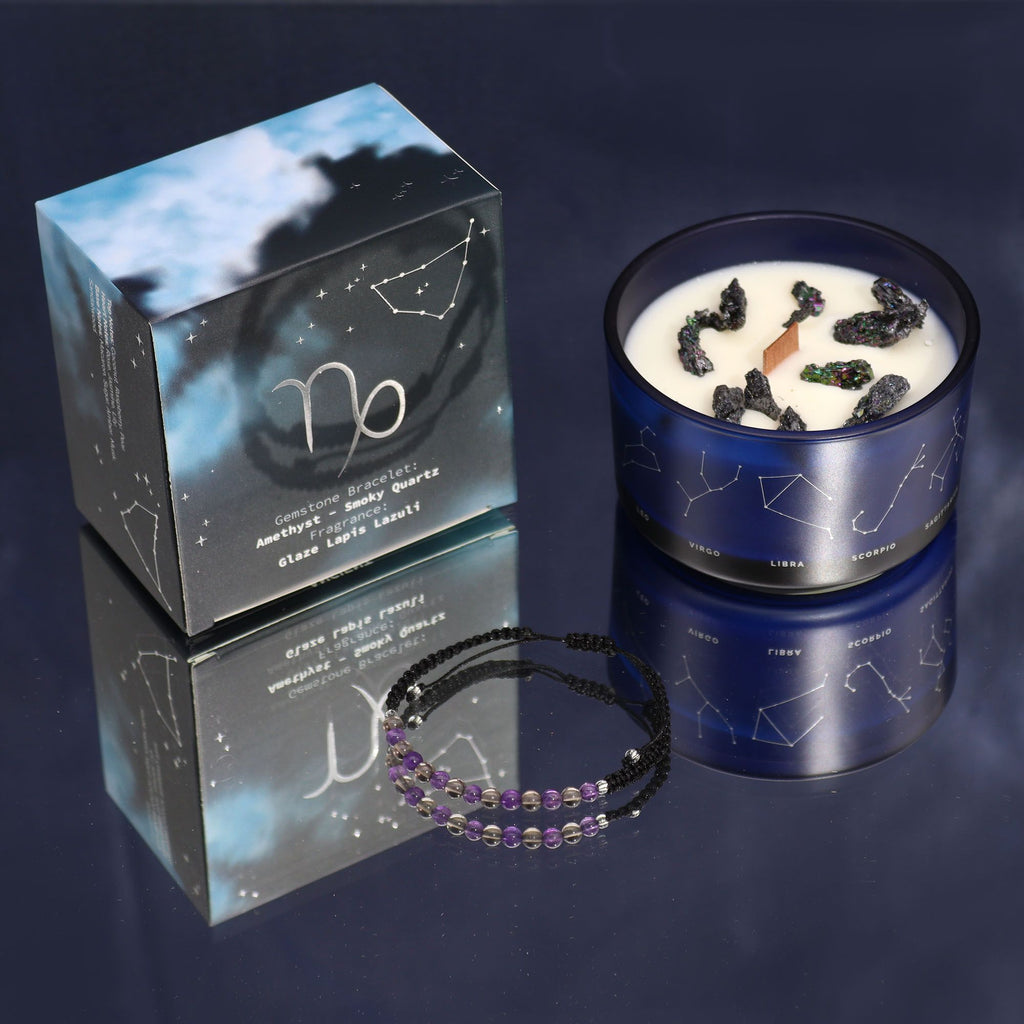 Zodiac Crystal Candle with Gemstone Bracelet - Capricorn Candles