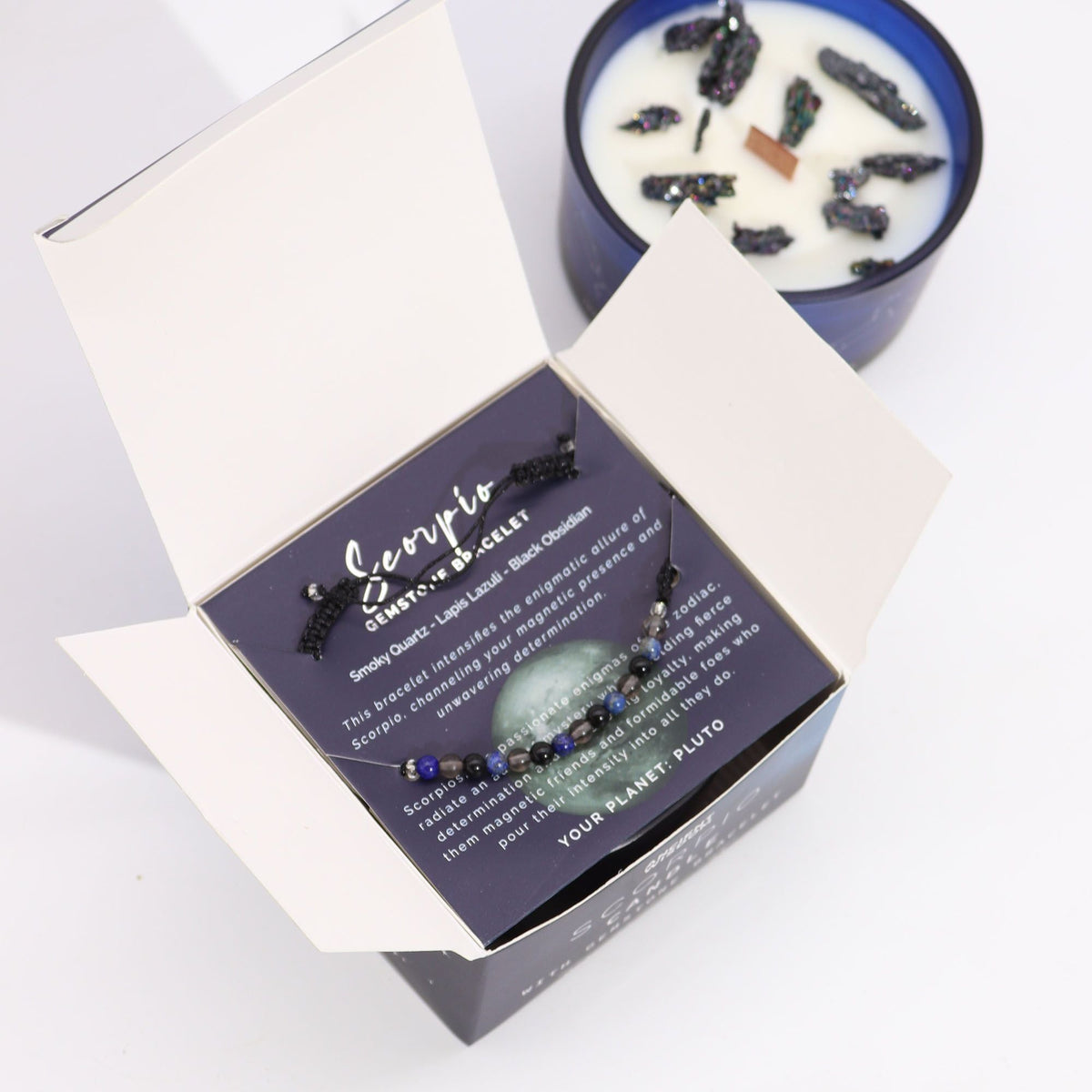 Zodiac Crystal Candle with Gemstone Bracelet - Scorpio Candles