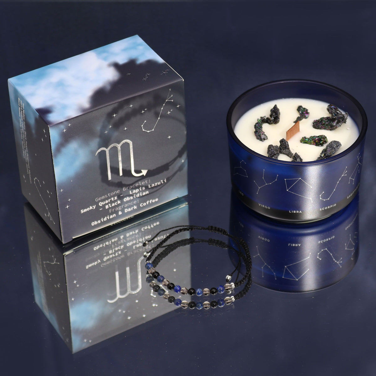 Zodiac Crystal Candle with Gemstone Bracelet - Scorpio Candles