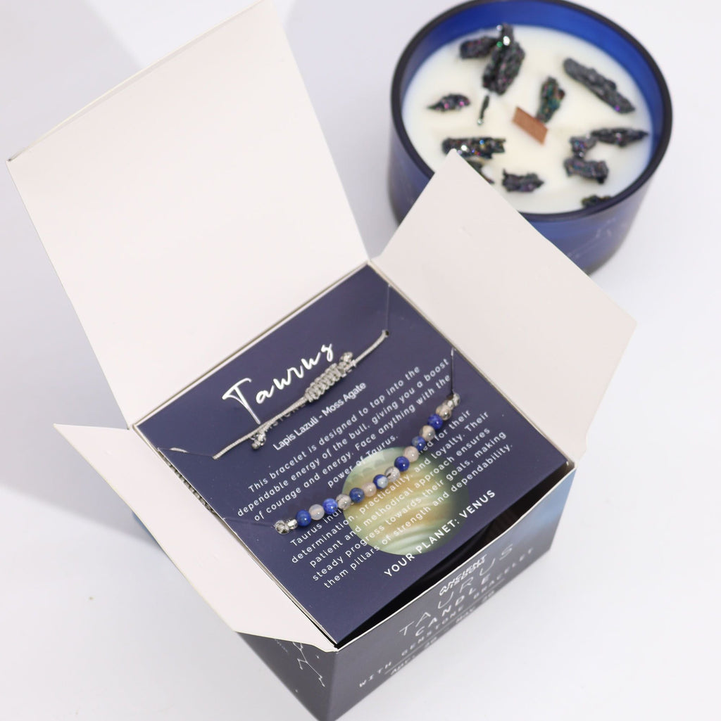 Zodiac Crystal Candle with Gemstone Bracelet - Taurus Candles