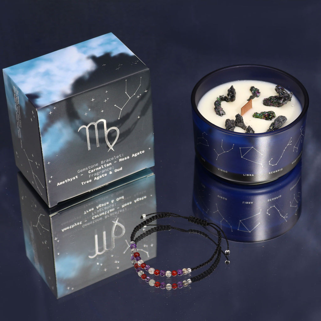Zodiac Crystal Candle with Gemstone Bracelet - Virgo Candles