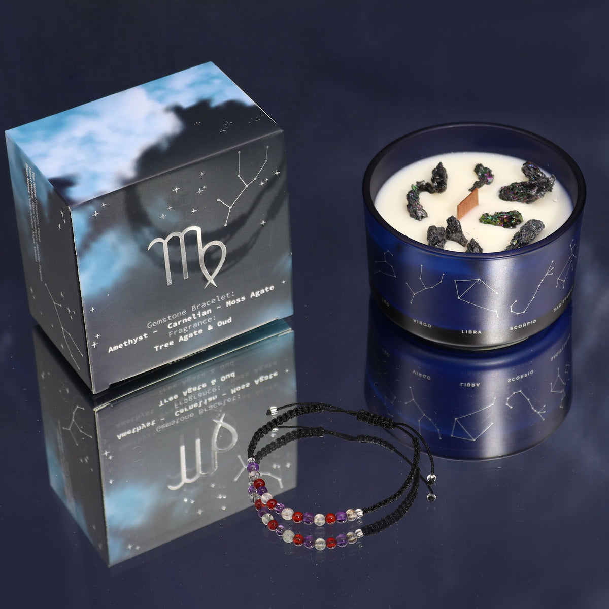 Zodiac Crystal Candle with Gemstone Bracelet - Virgo Candles