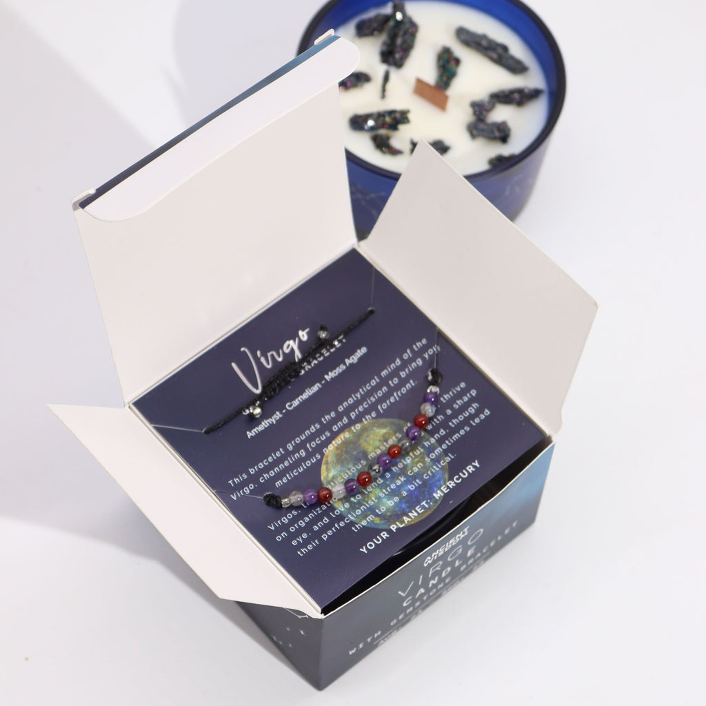Zodiac Crystal Candle with Gemstone Bracelet - Virgo Candles